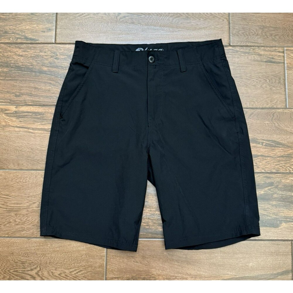 Plugg QuickDry Shorts Mens 32 Black Flat Front Golf Hiking Fishing Stretch Sz 32